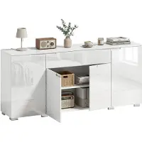 HOMCOM Sideboard-MDF-180L x 40B x 80H cm-Hochglanzweiß