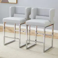 STILVORA Barkruk 91,4 Cm - Set Van 2 - Comfortabele Zitting Met Dikke Kussens - Voor Keukenbar En Eethoek - Pu Kunstleer - Lichtgrijs