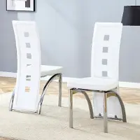 STILVORA Eetkamerstoel 102,5 Cm - Set Van 2 Met Geometrische Rugleuning - Comfortabel Voor Eetkamer En Woonkamer - Metaal En Kunstleer - Wit