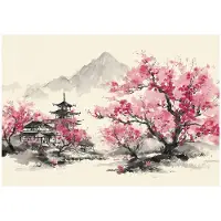WALLARENA - Behang 200x140 cm + Fotobehang - Vliesbehang - Bergen motif - Naar de slaapkamer, woonkamer - Op de Flizelin - Roze