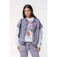 Colourful Rebel Vive Acid Wash Denim Gilet- L