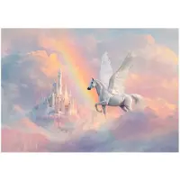 WALLARENA - Behang 200x140 cm + Fotobehang - Vliesbehang - Kasteel motif - Voor Kinderen - Op de Flizelin - Roze