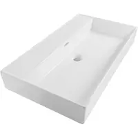 Brauer Lunar Wastafel - 80 cm - met 1 Spoelbak en 0 Kraangaten - Keramiek Hoogglans Wit
