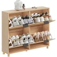 SoBuy Licht Eiken Schoenenkast 8 opbergplekken 100x24x83 cm