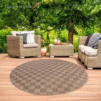 Muratap Sahara rond buitenkleed jute-look weerbestendig vloerkleed beige- 200 cm rond