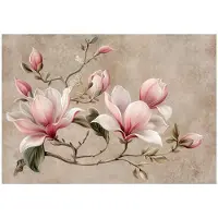 WALLARENA - Behang 416x254 cm + Fotobehang - Vliesbehang - Bloemen motif - Naar de slaapkamer, woonkamer - Op Flizelinie - Beige