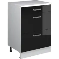 Vicco Uitbreidingscommode Rion, Zwart hoogglans/Wit, 60 x 46 cm zonder schuine kant met 3 lades