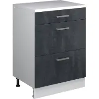 Vicco Uitbreidingscommode Rion, Zwart beton/Wit, 60 x 46 cm zonder schuine kant met 3 lades