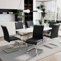 HAUSS SPOLE Eetkamerstoel - Modern Design - Set Van 6 - Ergonomische Hoge Rugleuning - Voor Eetkamer En Keuken - Zwart