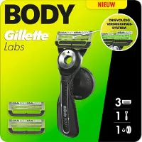 Gillette Labs Body + Intimate Scheersysteem voor Mannen - Houder + 3 scheermesjes - van