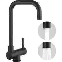 CECIPA MAX Zwarte Opvouwbare Keukenkraan - 90° Klapbaar + 360° Draaibaar - 304 RVS - Bespaar ruimte - Warm en koud water
