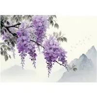WALLARENA - Behang 416x254 cm + Fotobehang - Vliesbehang - Bloemen motif - Naar de slaapkamer, woonkamer - Vinyl - Paars