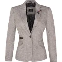 TruClothing Dames Tweed jaren 1920 visgraat lichtgrijze blazer