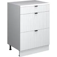 Vicco Uitbreidingscommode Rion, Witte golf/Wit, 60 x 46 cm zonder schuine kant met 3 lades