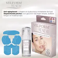 Velform Renew anti-rimpel huidverzorgingsset – collageen & hyaluronzuur patches + booster spray – voor ogen, voorhoofd, wangen & hals – voor steviger, stralende huid