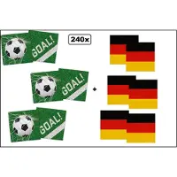 Partyxplosion 120x Servetten Voetbal 33cm x 33cm + 120x Servetten Duitsland 33cm x 33cm - 3 laags - MIX - WK Servet diner eten knoeien restaurant BBQ thema feest verjaardag feest