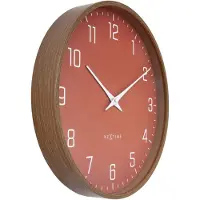 Nextime Wandklok 30cm-Stil-Donker houtpatroon/Klei-Plastic-'Lyra'