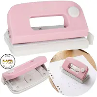 Sarcia.eu Roze perforator, plastic kantoorperforator voor maximaal 10 vellen, voor op school
