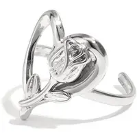Yehwang Ring met roos op hart - zilveren kleur