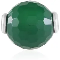 Cavill - Zilveren hanger 925 sterling - Ronde gefacetteerde groene onyx 16 mm 18,7 ct - Geplatineerd - Handgemaakt India - Luxe sieraad