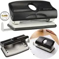 Sarcia.eu Zwarte plastic perforator voor kantoorpapier, 10 vellen, universeel voor schoolgebruik