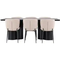 Ebuy24 Olivia eethoek tafel 100x210cm en 6 bouclé stoelen zwart.