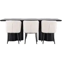 Ebuy24 Olivia eethoek tafel 100x210cm en 6 bouclé stoelen zwart.
