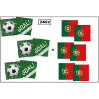 Partyxplosion 120x Servetten Voetbal 33cm x 33cm + 120x Servetten Portugal 33cm x 33cm - 3 laags - MIX - WK Servet diner eten knoeien restaurant BBQ thema feest verjaardag feest