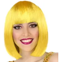 Atosa Pruik boblijn - geel - half lang haar - verkleedpruik - dames - carnaval