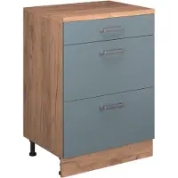 Vicco Uitbreidingscommode Rion, Blauw-grijs/Goudkleurig Eiken, 60 x 46 cm zonder schuine kant met 3 lades