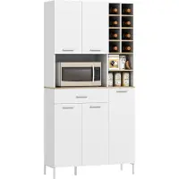 HOMCOM Kitchen Pantry MDF 90L x 35B x 183H cm Weiß