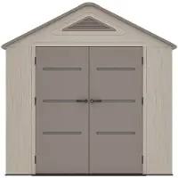 Vente-unique Tuinhuis van beige en bruine kunsthars HDPE 9,5 m² met vloer - dikte 22 mm - ANTEVA