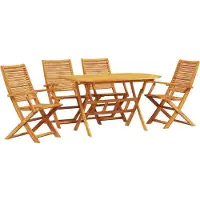 vidaXL Tuin Eettafel Set 5 st Bruin Massief Acacia Hout