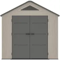 Vente-unique Tuinhuis van beige en grijs kunsthars HDPE 6,15 m² met vloer - dikte 22 mm - ANTEVA