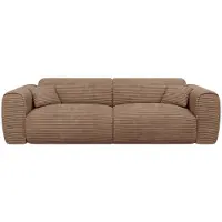 Vente-unique Vierzitsslaapbank express in taupe ribfluweel - Slaapoppervlak 160 cm - Matras 13 cm traagschuim POGNIA