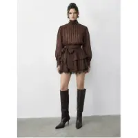Bianco Textured Mini-jurk met Halve Col en Stofdetail