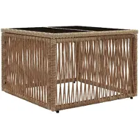 vidaXL Tuin Tafel Beige en Zwart 55 x 55 x 37 cm PE Riet en Glas