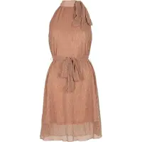Freebird Dames Jurken F-jer-plisse-lurex-26-2 - Beige - Maat XS