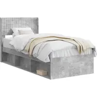 vidaXL Bedframe met opbergruimte en hoofdbord Betongrijs 90 x 200 cm
