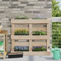 vidaXL Bloembakken voor Euro-pallets 12 pcs Zwart 36 x 13,5 x 9,5 cm