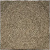 vidaXL Gebied Tapijt Naturel en Zwart 240 x 240 cm Jute
