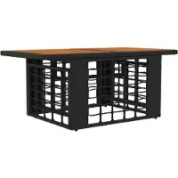 vidaXL Tuinstoel met opklapbare tafel Zwart en natuurlijk