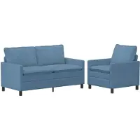vidaXL Bankstel 2 st Blauw Stof