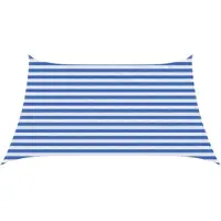 vidaXL Zonneschaduwzeil 3 / 4 x 2 m HDPE Rechthoekig Blauw en Wit