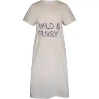 Gaubert Essential Dames Nachthemd Korte Mouw - Premium Gekamd Katoen - Wild & Furry - Zand Beige - Maat M - GB-6812