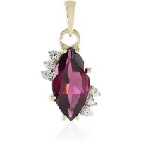 Cavill - Gouden Hanger 9K Geelgoud met Naktamunda Rhodoliet 1,694 ct Marquise Slijpsel en Zirkonen - Elegant Fijn Sieraad uit India