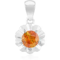 Cavill - Hanger met 0,927 ct Spaanse Sfaleriet - 925 Sterling Zilver Rhodiumlaag - Ronde Edelsteen - Bloemblad Detail - Elegant Dames Sieraad