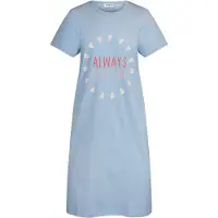 Gaubert Essential Dames Nachthemd Korte Mouw - Premium Gekamd Katoen - Always Love You - Lichtblauw - Maat XL - GB-6813