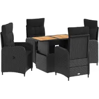 vidaXL Buiten Eettafel Set 5 pcs Zwart