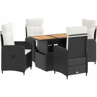 vidaXL Buiten Eettafel Set 5 pcs Zwart en Crème Wit